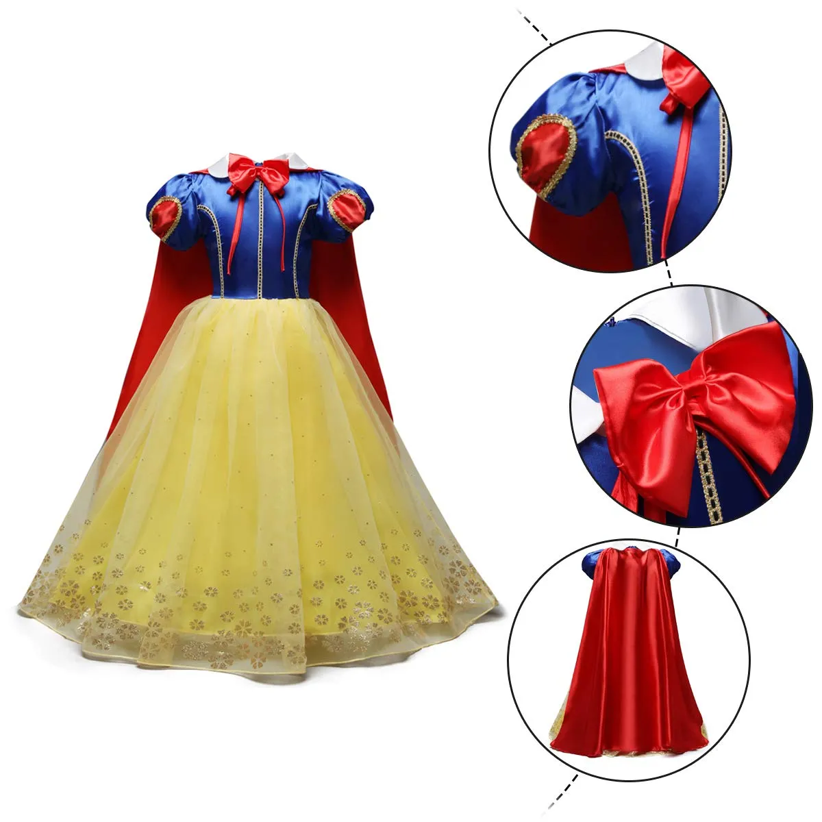 Anbelarui Little Girls Princess Dress Cosplay Costume Birthday Party Dress Up (Red, 7-8 Years)