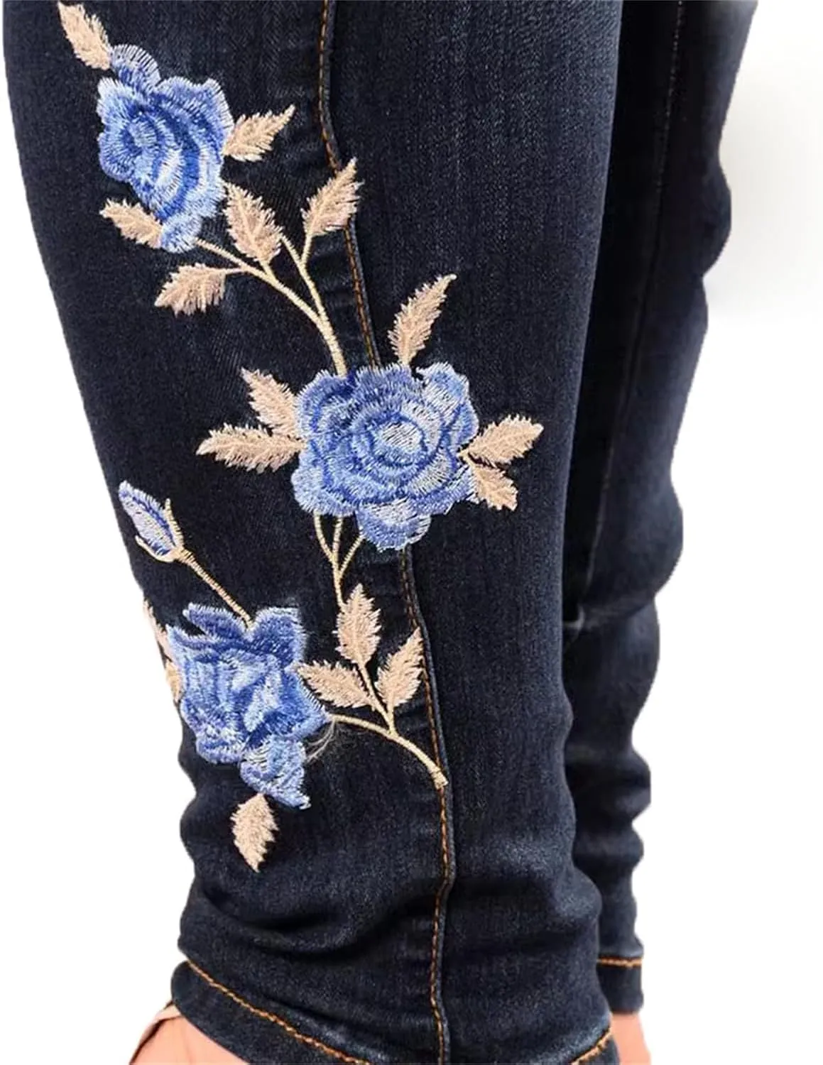 Andongnywell High Waist Stretch Skinny Jeans Women Embroidery Butt Lift Denim Pants Slim Pencil Jeans Sexy Jegging Trousers