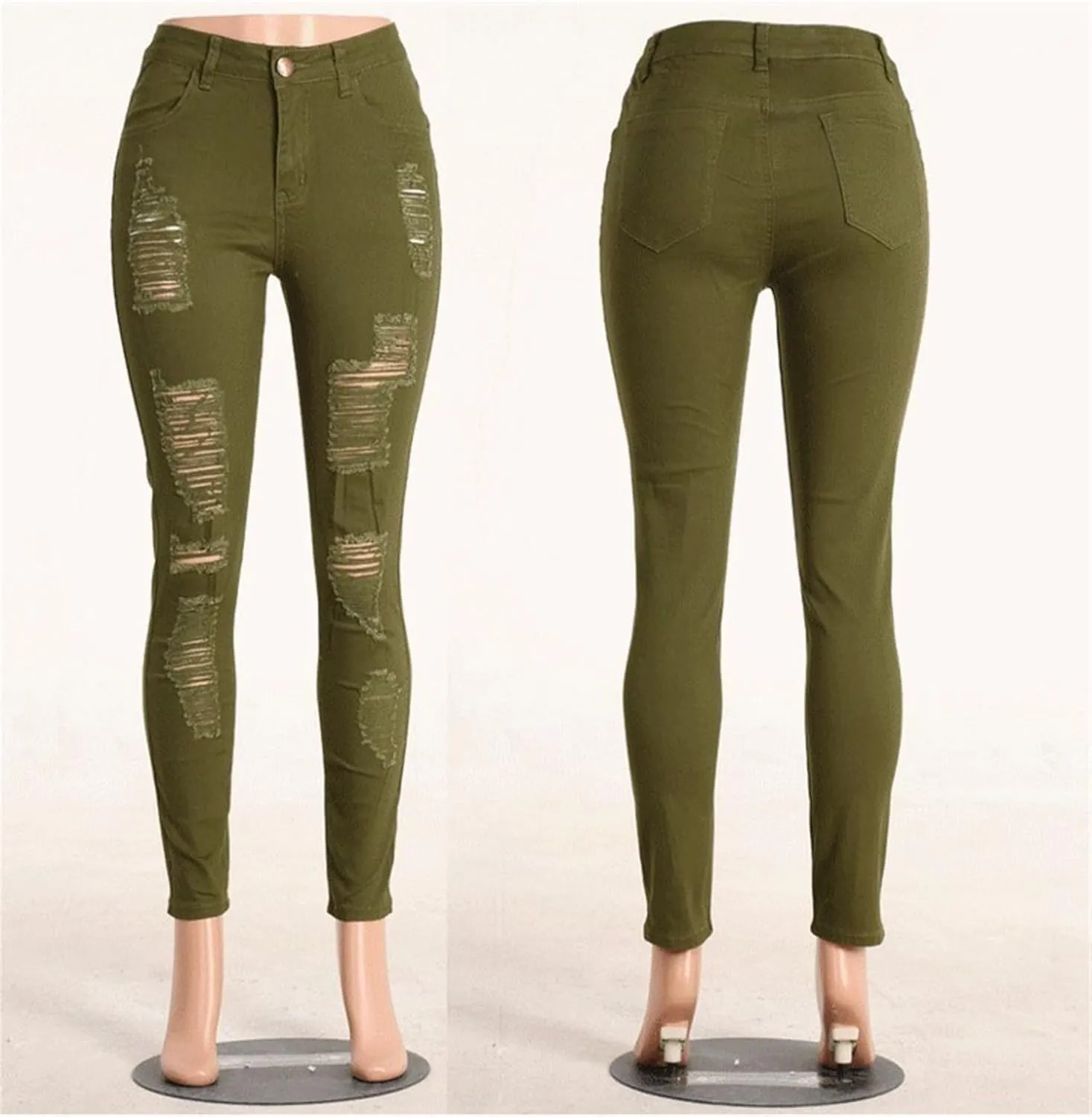 Andongnywell Ripped Jeans for Women High Rise Slim Fit Sexy Skinny Jeans Jegging Stretch Distressed Denim Pants Trousers