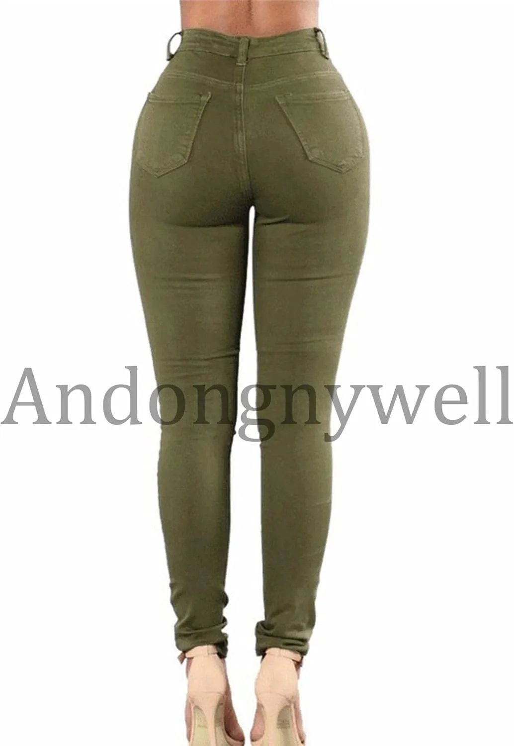 Andongnywell Ripped Jeans for Women High Rise Slim Fit Sexy Skinny Jeans Jegging Stretch Distressed Denim Pants Trousers