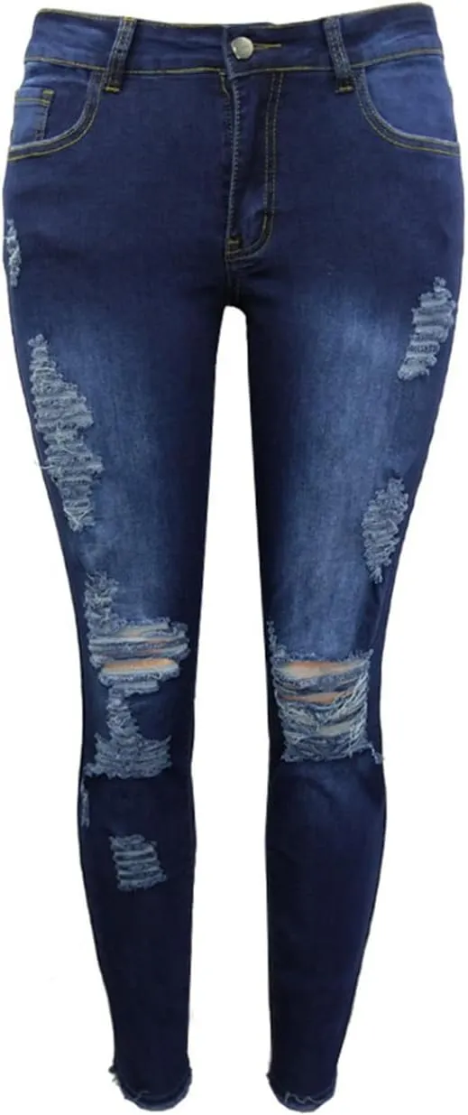 Andongnywell Skinny Jeans Women with Holes Butt Lift Ripped Jegging Jeans High Waisted Stretch Sexy Distressed Denim Pants