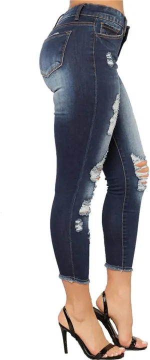 Andongnywell Skinny Jeans Women with Holes Butt Lift Ripped Jegging Jeans High Waisted Stretch Sexy Distressed Denim Pants