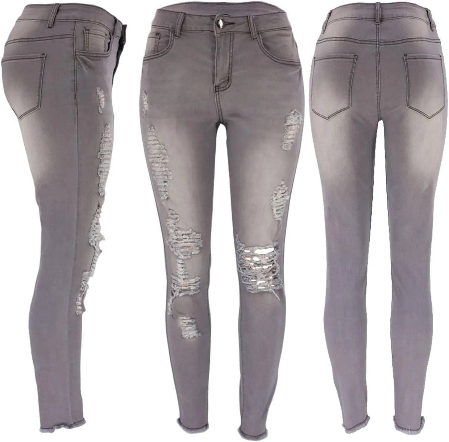 Andongnywell Skinny Jeans Women with Holes Butt Lift Ripped Jegging Jeans High Waisted Stretch Sexy Distressed Denim Pants