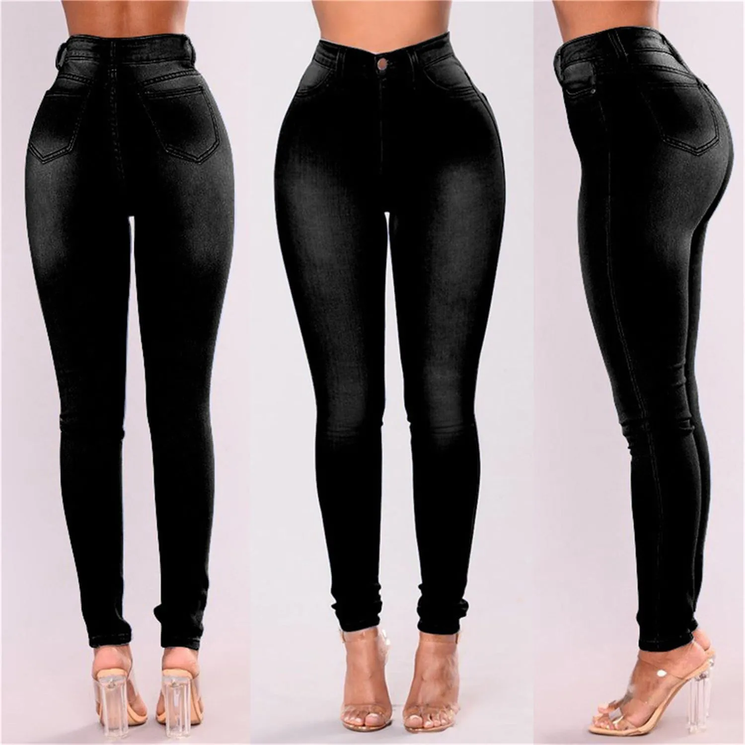 Andongnywell Women High Waist Sexy Skinny Denim Pants Slim fit Jeans Ladies Plus Size Stretch Legging Jeans Trousers