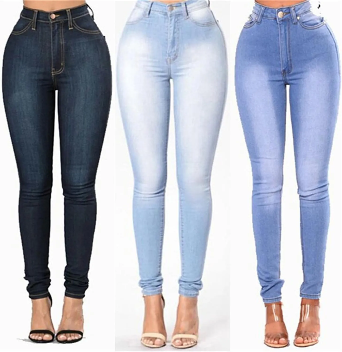 Andongnywell Women High Waist Sexy Skinny Denim Pants Slim fit Jeans Ladies Plus Size Stretch Legging Jeans Trousers
