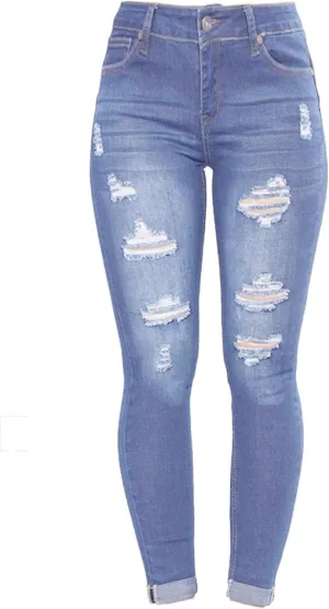 Andongnywell Women High Waist Stretch Ripped Jeans Distressed Denim Pants Butt Lift Sexy Legging Trousers Skinny Jeans