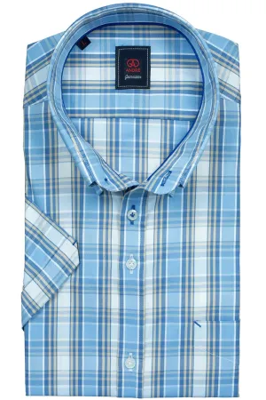 Andre Corrib Short Sleeve Checked Shirt- Beige