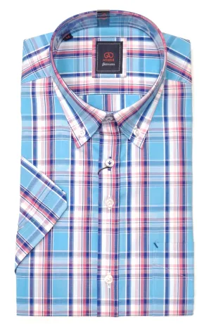 Andre Melvin Short Sleeve Checked Shirt- Blue