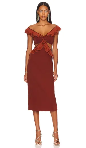Andrea Iyamah x REVOLVE Leni Midi Dress in Burgundy