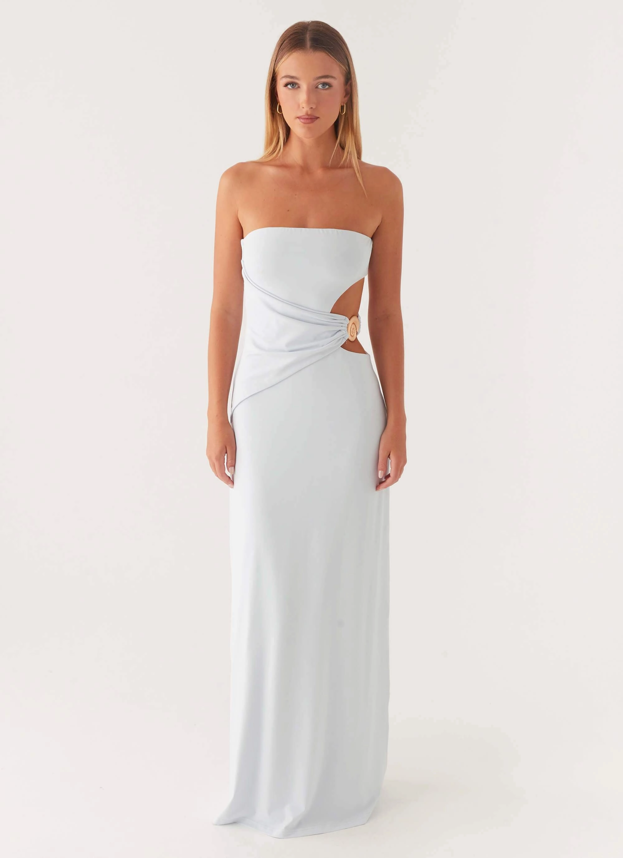 Pop Texture Clean Drape Anetta Maxi Dress - Pale Blue