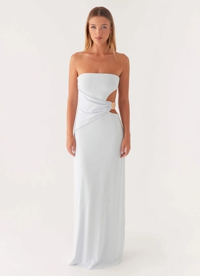 Pop Texture Clean Drape Anetta Maxi Dress - Pale Blue