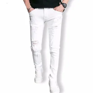 Angelo Ricci™ Fashion White Ripped Jeans