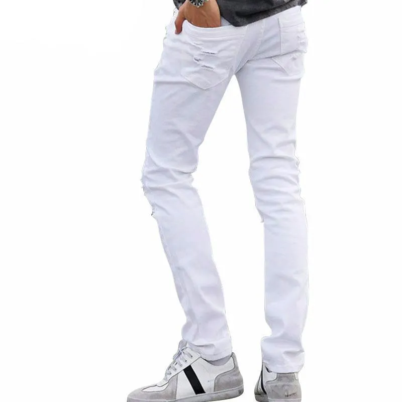 Angelo Ricci™ Fashion White Ripped Jeans