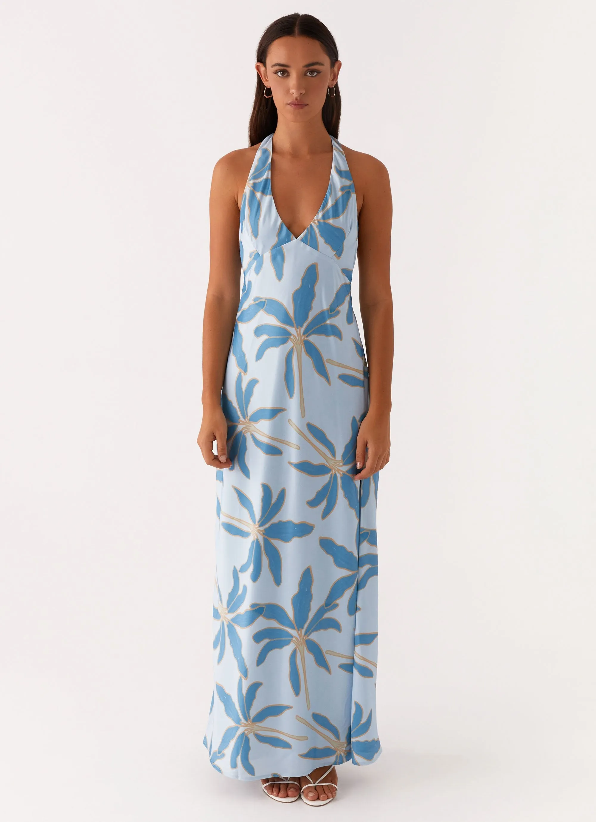 Padded-Bust Light Wear Angie Maxi Dress - Opulent Blue