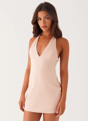 Lace-Sleeve Work Appropriate Angie Mini Dress - Baby Pink
