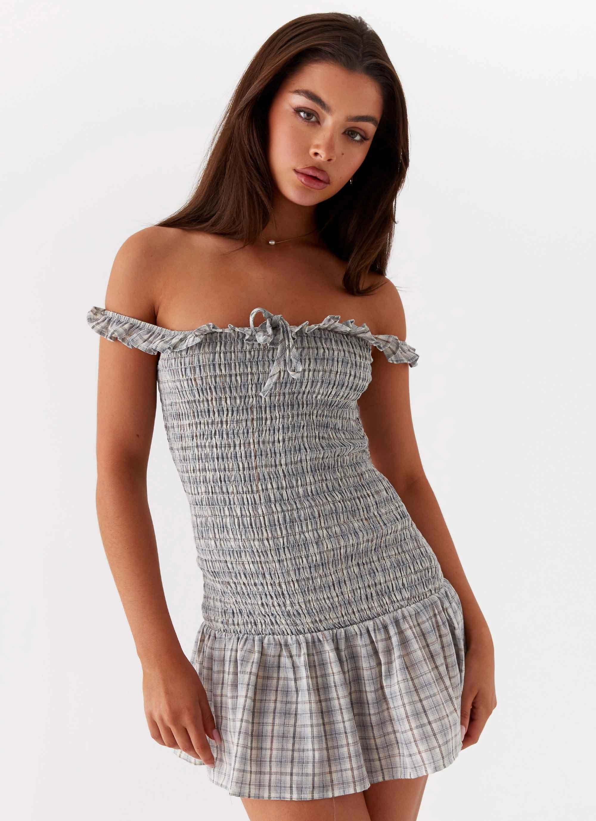 Anica Check Mini Dress - Grey Check Designer-Label Relax Style