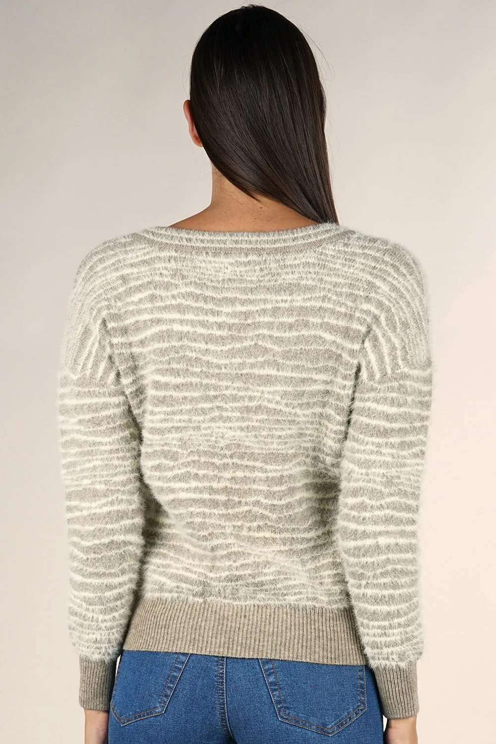 Animal Print V Neck Pullover Fall Sweater