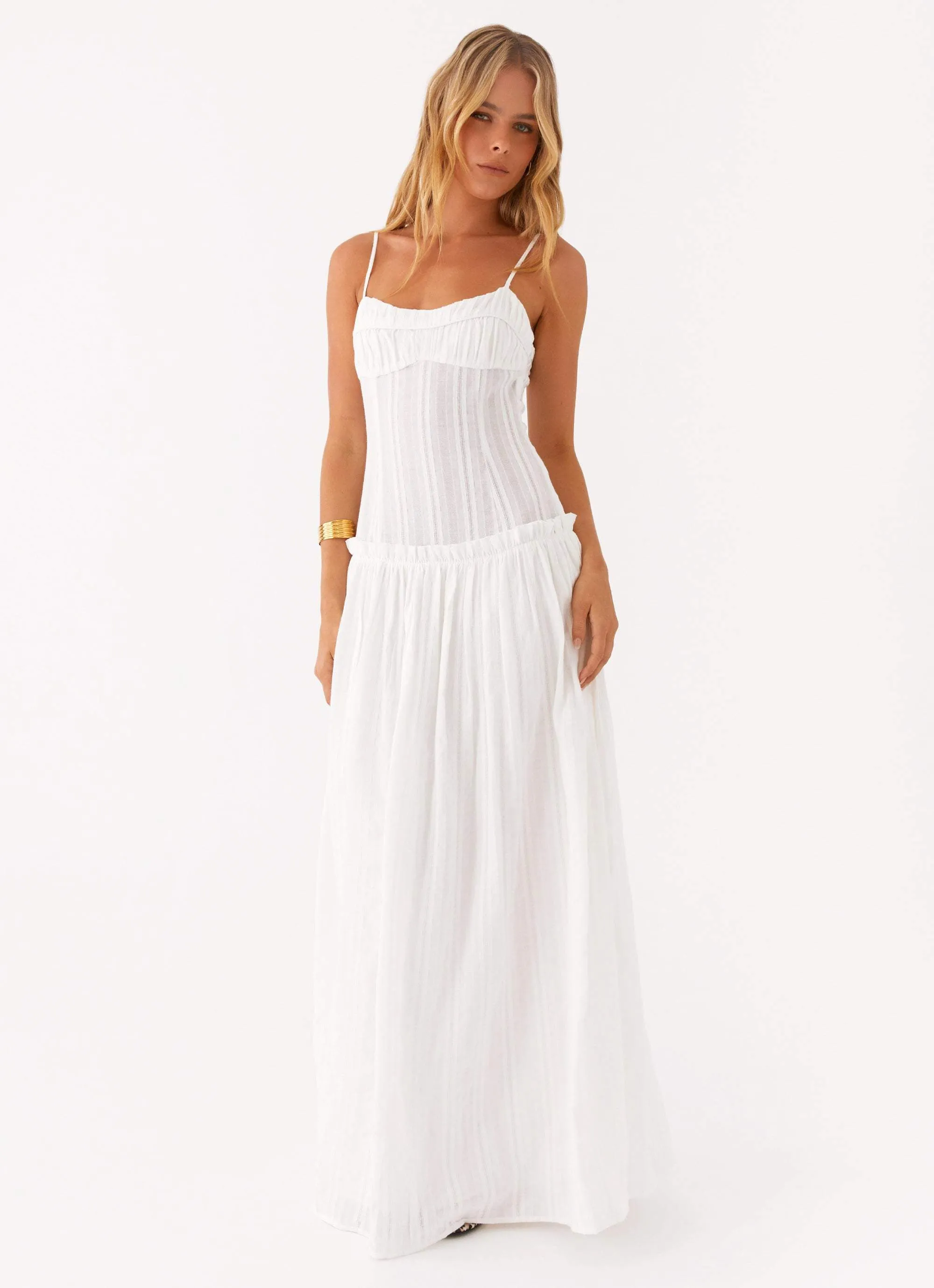 Front-Pocket Bright Mood Jacinda Drop Waist Maxi Dress - Ivory