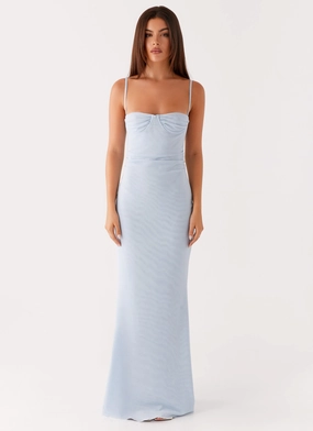 Anna Sophia Maxi Dress - Blue Tasteful Detail Hidden-Pocket