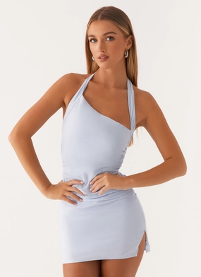 Annalissa Linen Mini Dress - Blue Smooth Feel Clean Style
