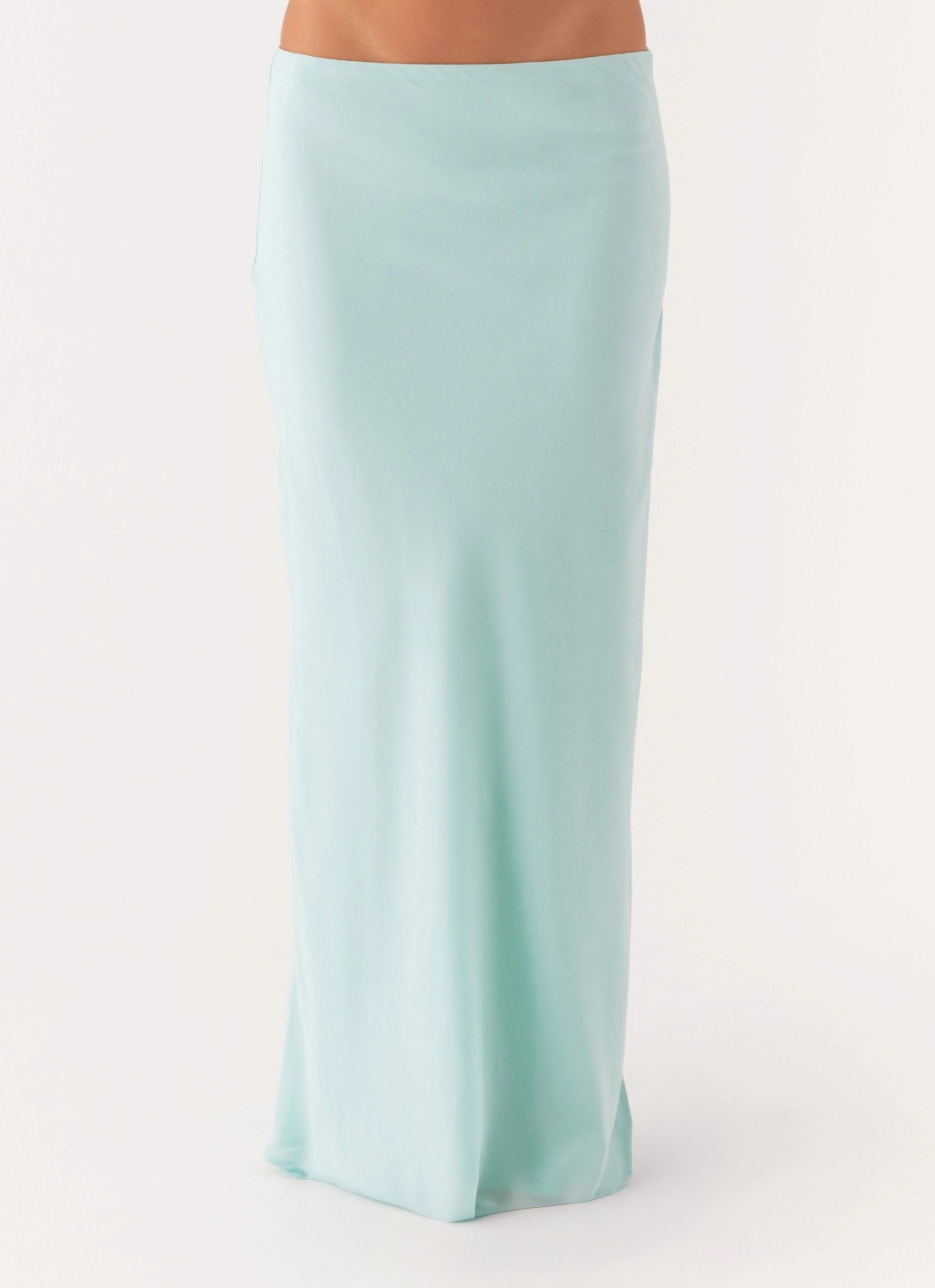 Another Life Chiffon Maxi Skirt - Pale Blue Light wash Minimalist Design