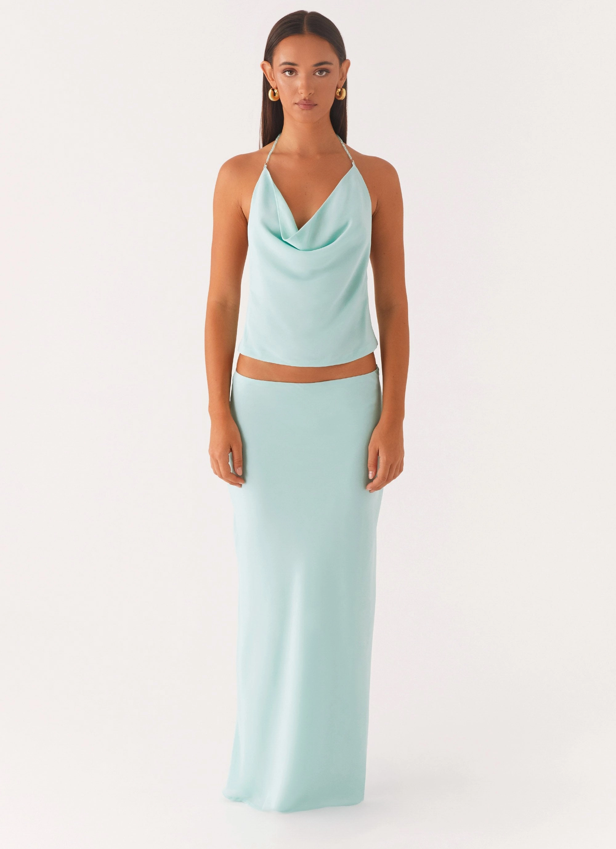 Another Life Chiffon Maxi Skirt - Pale Blue Easy Travel Timeless Comfort Wear