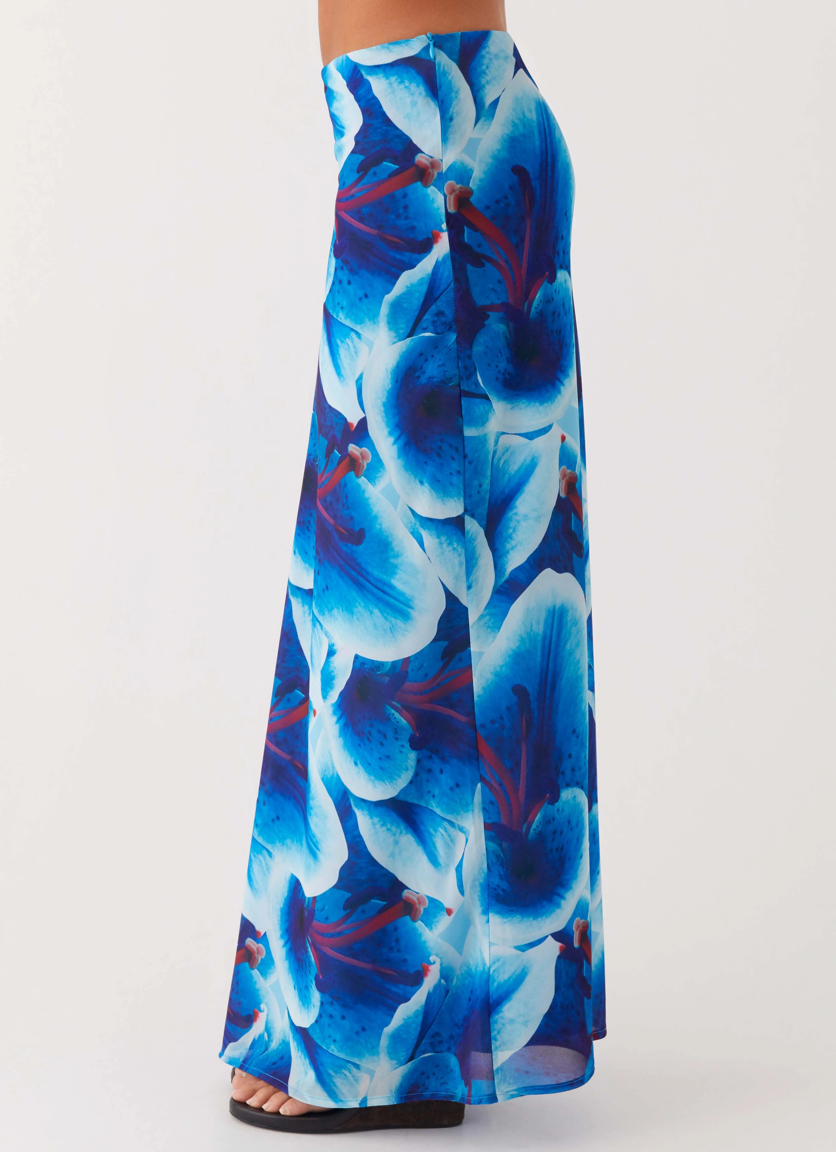 Stretchable Fabric Chic Vibe Another Life Chiffon Maxi Skirt - Turquoise Floral