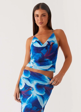 NoSlip Grip BreathableMoistureBarrier Another Life Halter Top - Turquoise Floral