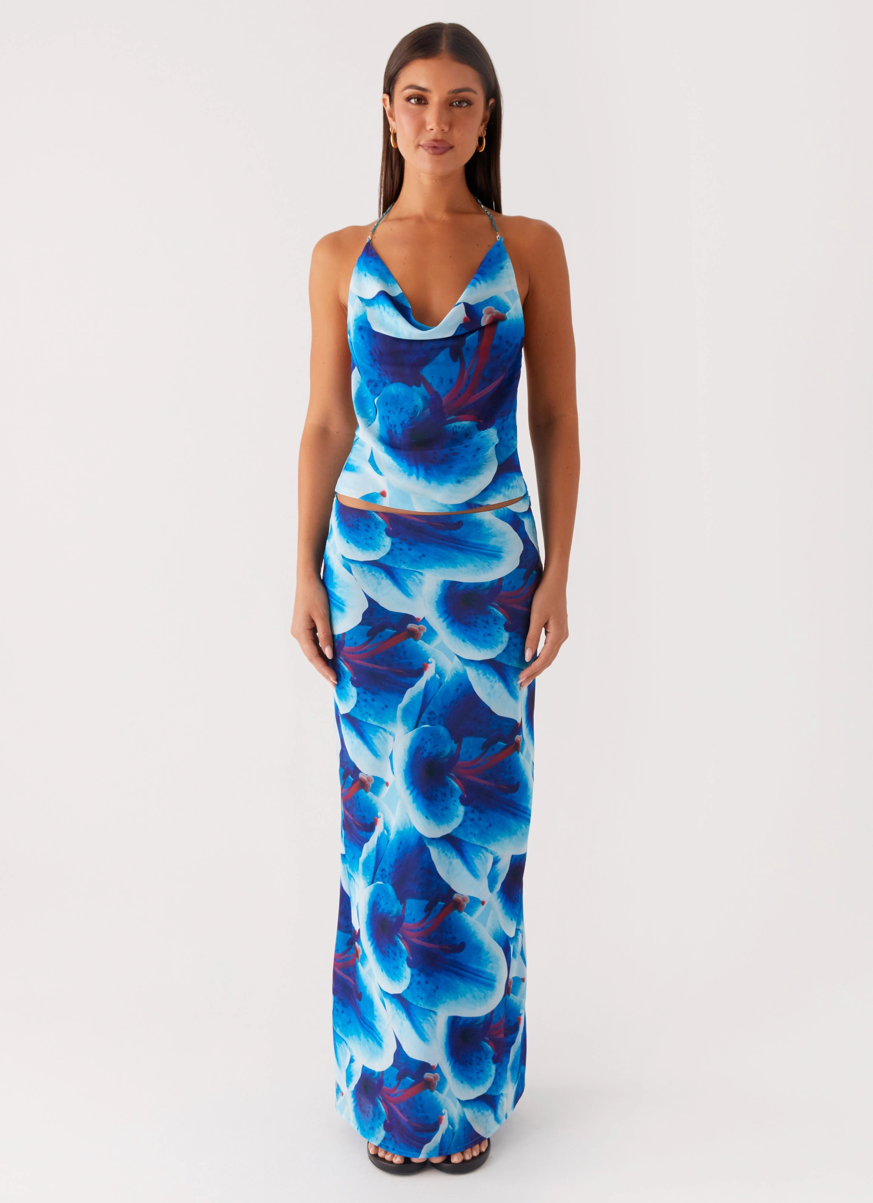 HighElasticity Thread Another Life Halter Top - Turquoise Floral
