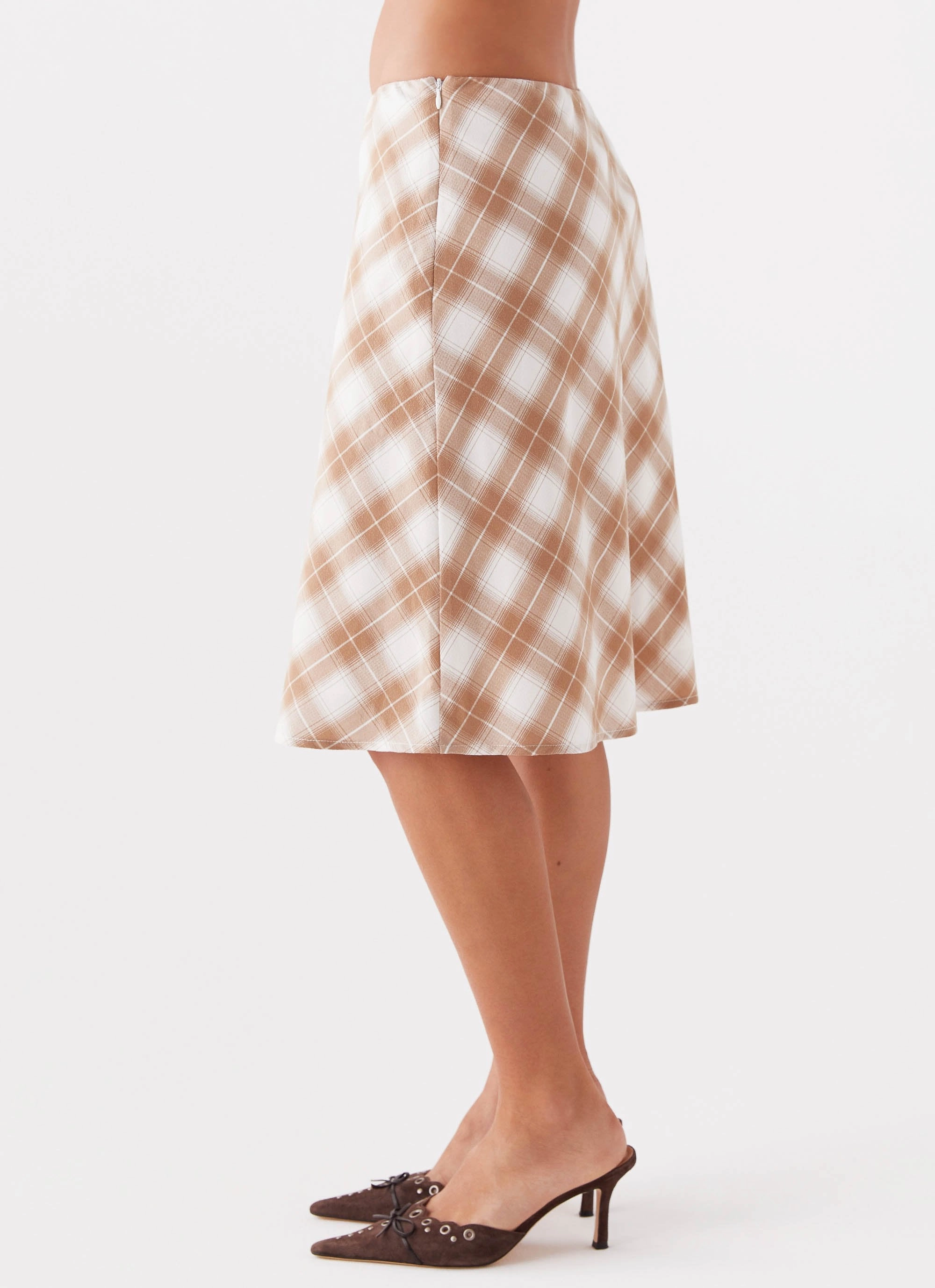 Performance Design Andie Midi Skirt - Brown/White Plaid