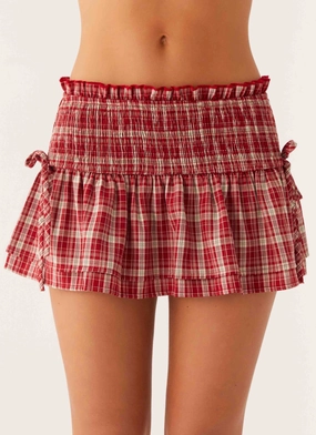 WrinkleFreeFinish Reflective Trim Options Lenore Mini Skirt - Ruby Check