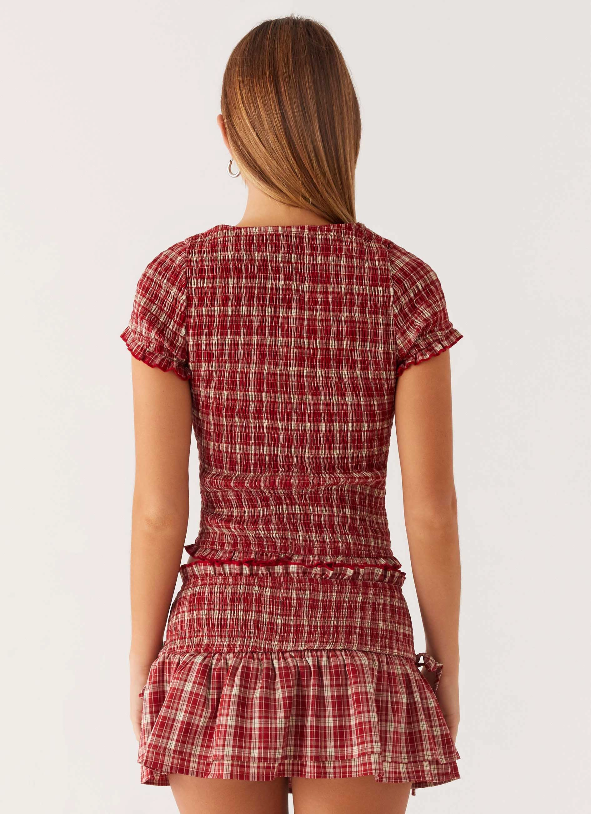 breath easy Durable Design Lenore Mini Skirt - Ruby Check