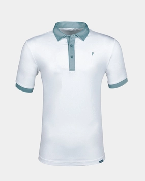 White/Storm Blue Two Tone Classic Polo SeamlessKnitConstruction