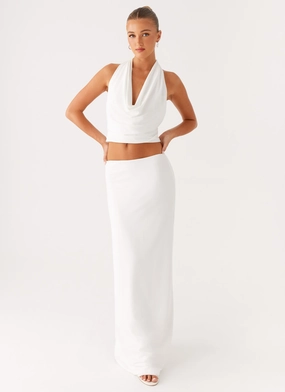 Breathable Stretch Ashi Maxi Skirt - White