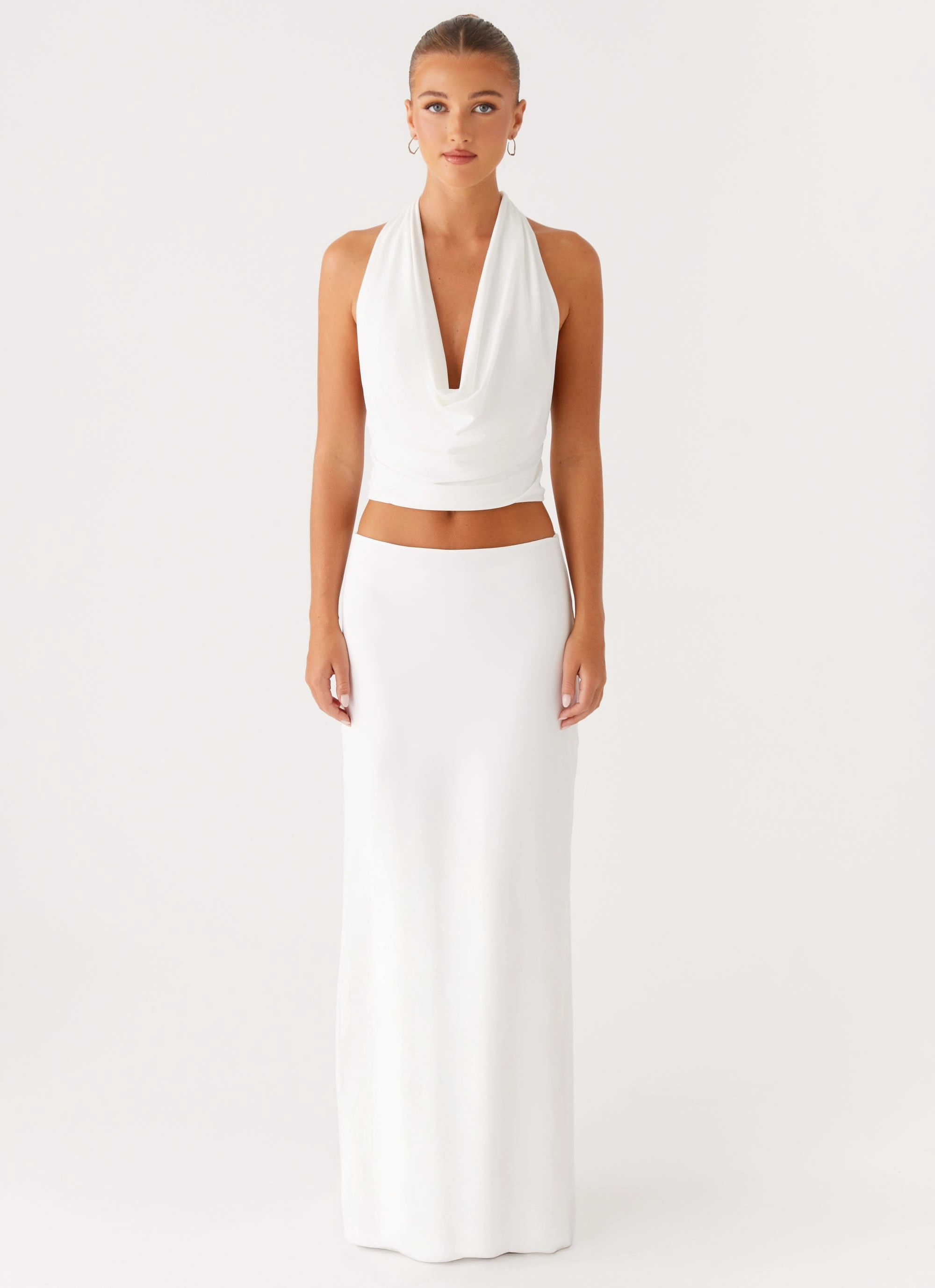 Ashi Maxi Skirt - White Side Pockets