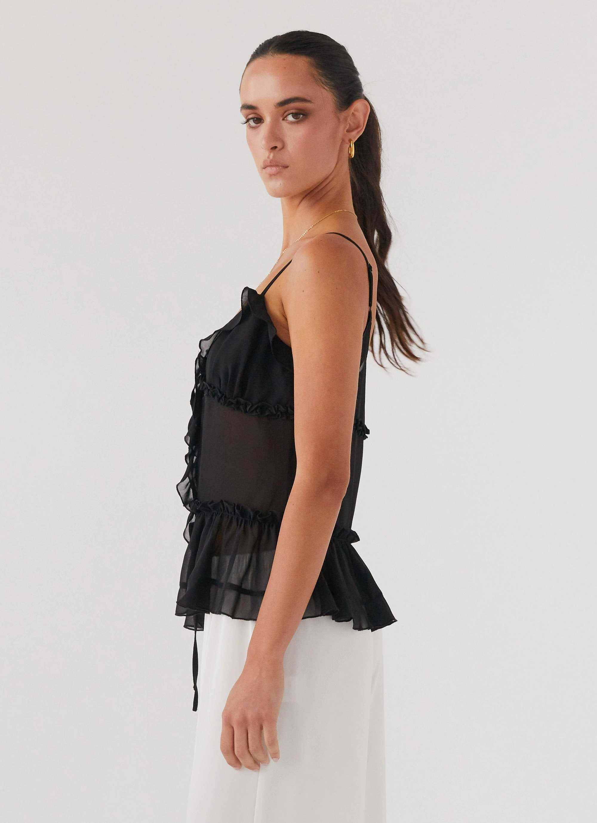 Got It Bad Frill Cami Top - Black Multi Directional Mobility