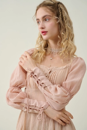 Easy Travel Sakura 21 | Lace-up maxi linen dress