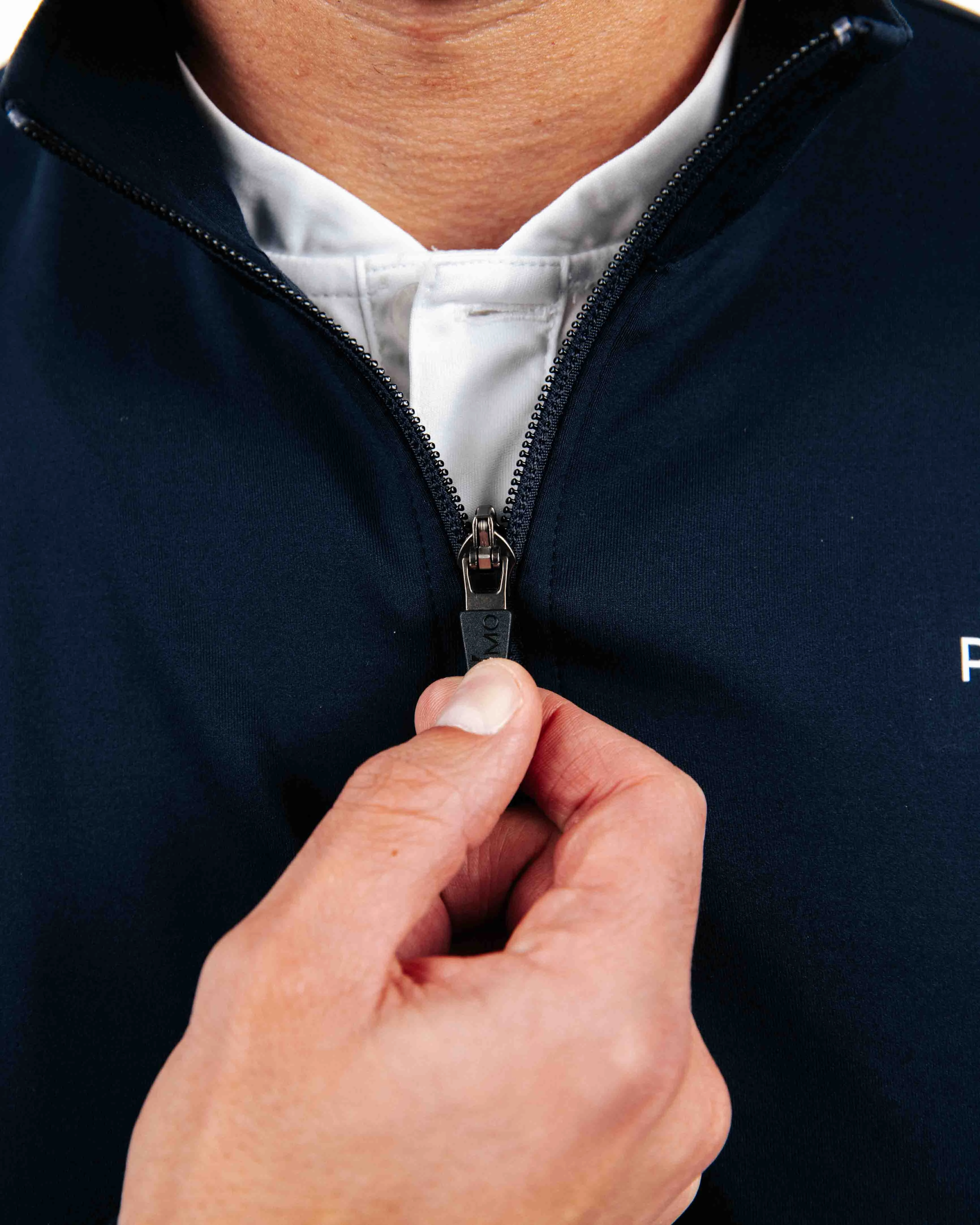 Navy Classic Quarter Zip SlubTexture Bonded Seam Innovation