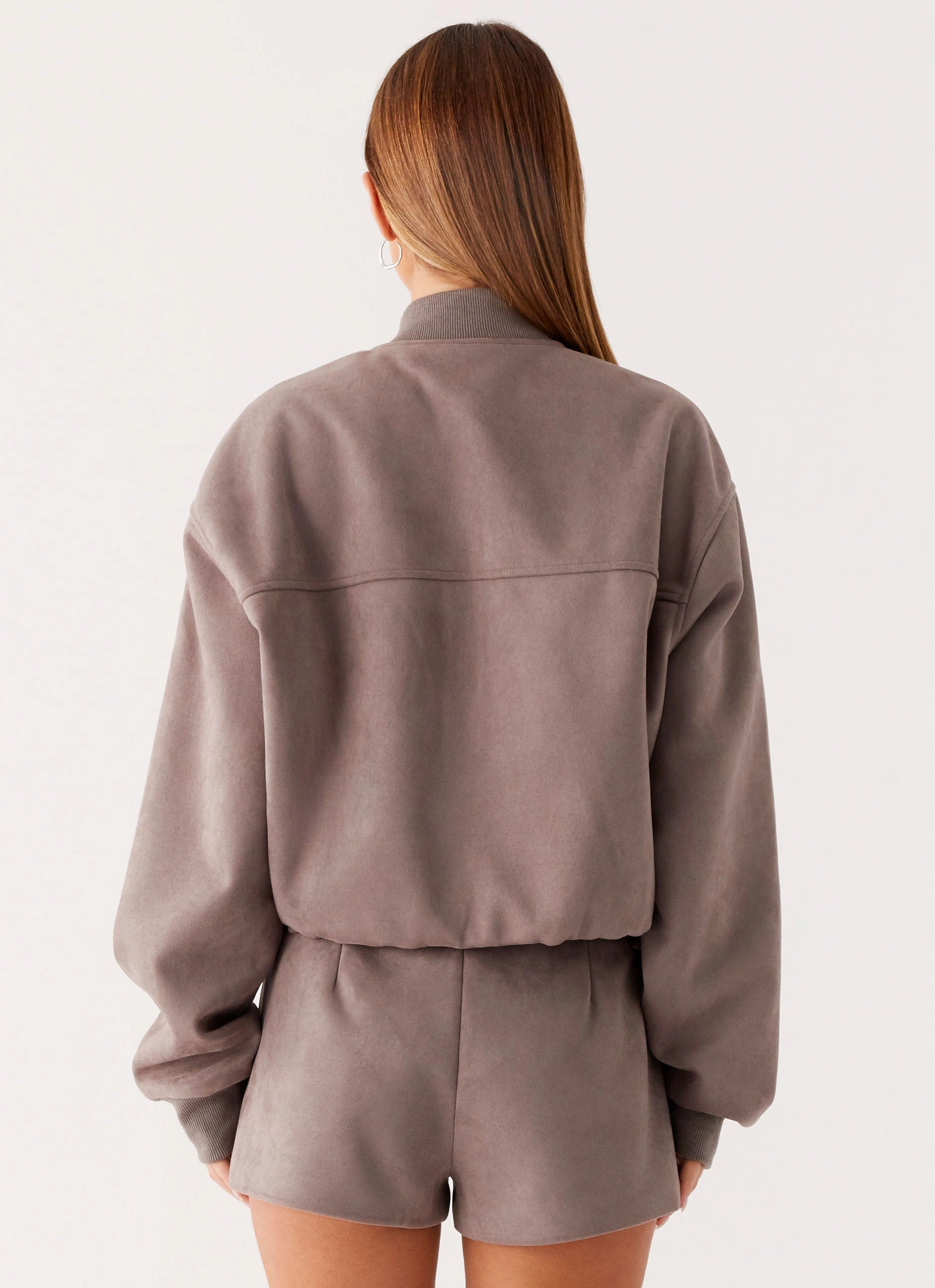 Anti Slip Cuffs Slim Tailored Thats Chill Bomber Jacket - Brown