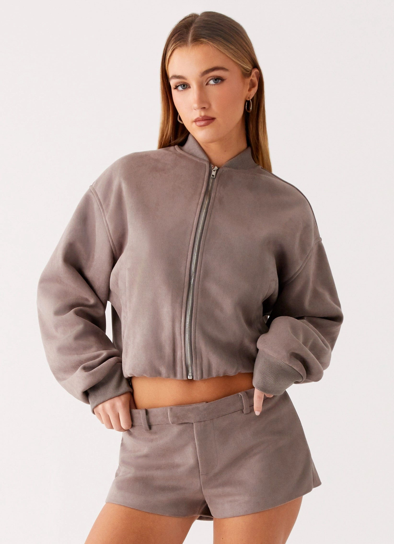Versatile Daily Layer Thats Chill Bomber Jacket - Brown
