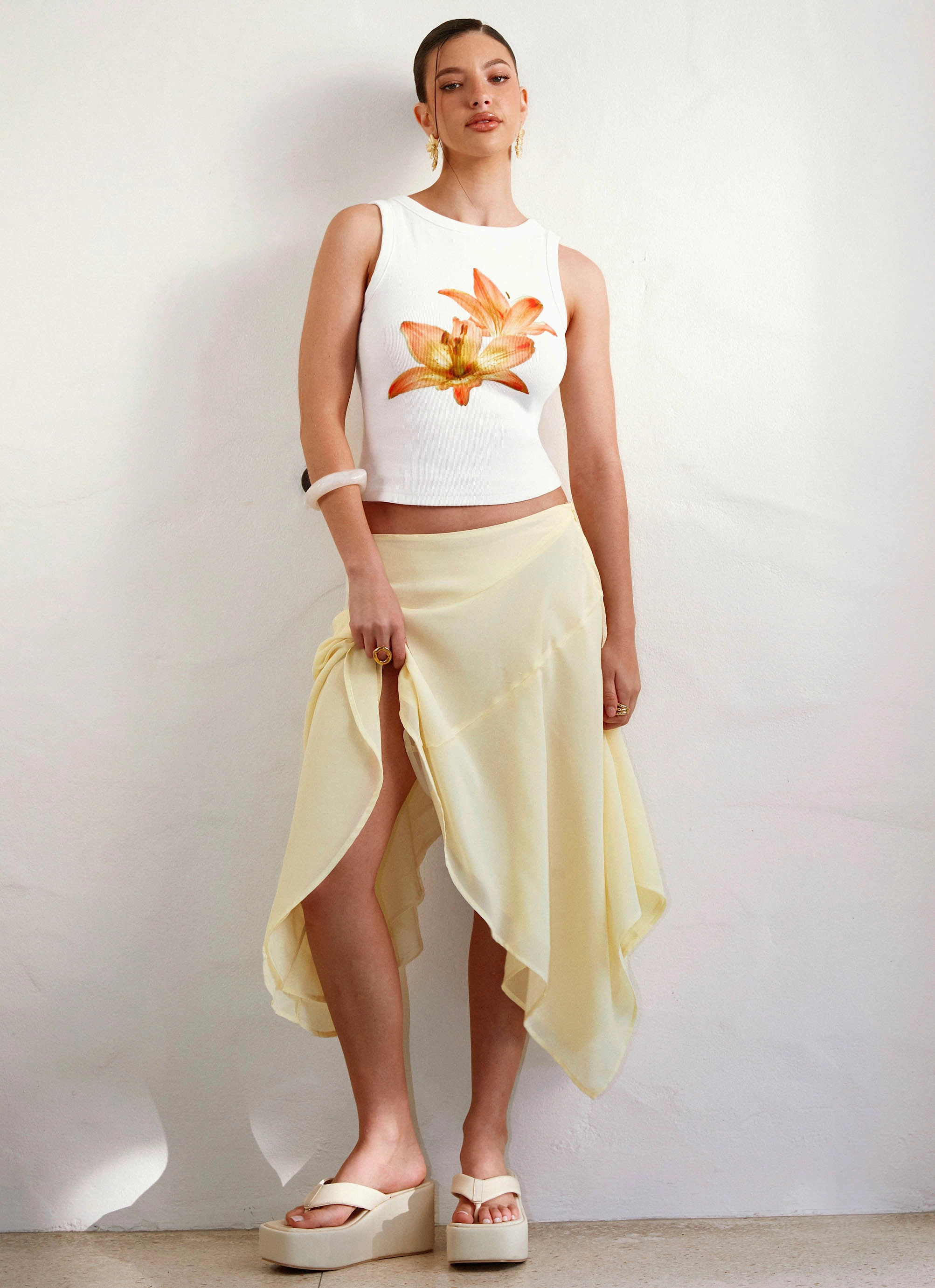 FadeResistantTechnology Placket Detailing Carmela Tank Top - White