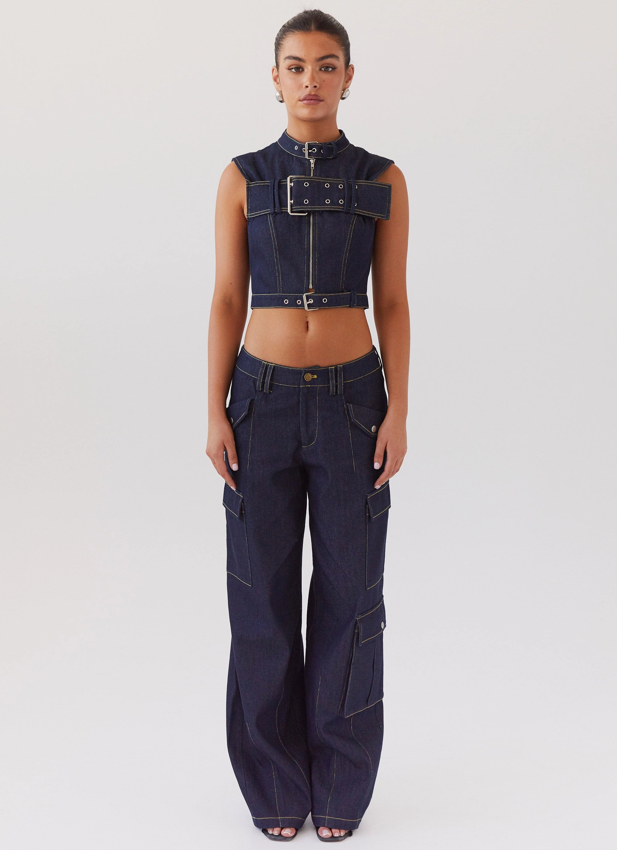 Greedy Denim Buckle Top - Indigo Reinforced Shoulder