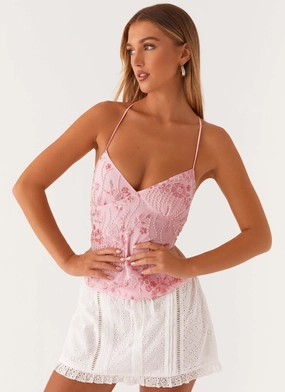 Reinforced Stress Points AdaptiveFitFabric Kamilla Sequin Cami Top - Pink