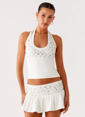 Ethical production Vegas Nights Halter Neck Top - White