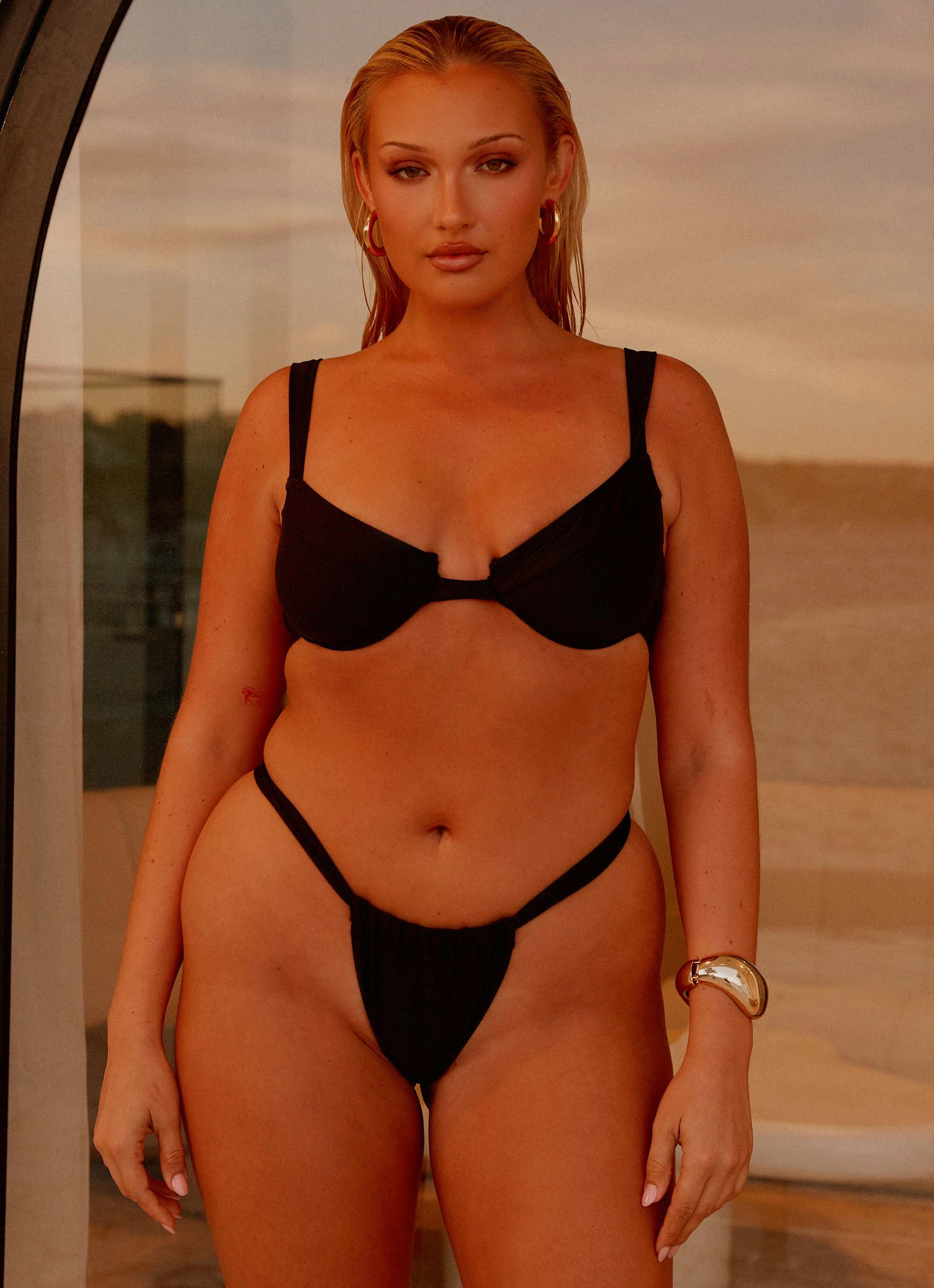 Airlie Scrunch Bikini Bottoms - Black photoshoot venue QuickRelease Closure