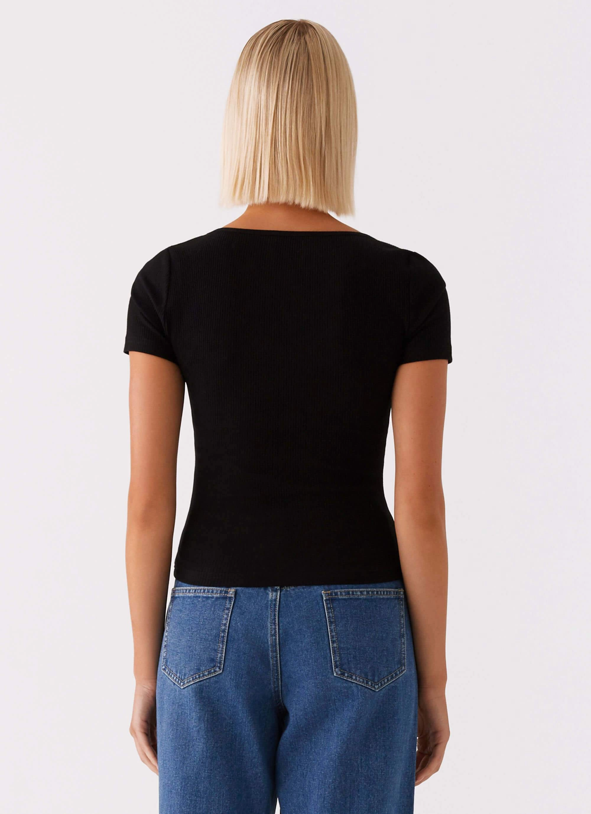 Ethical production AbrasionResistant Signature Monogram Square Neck Top - Black