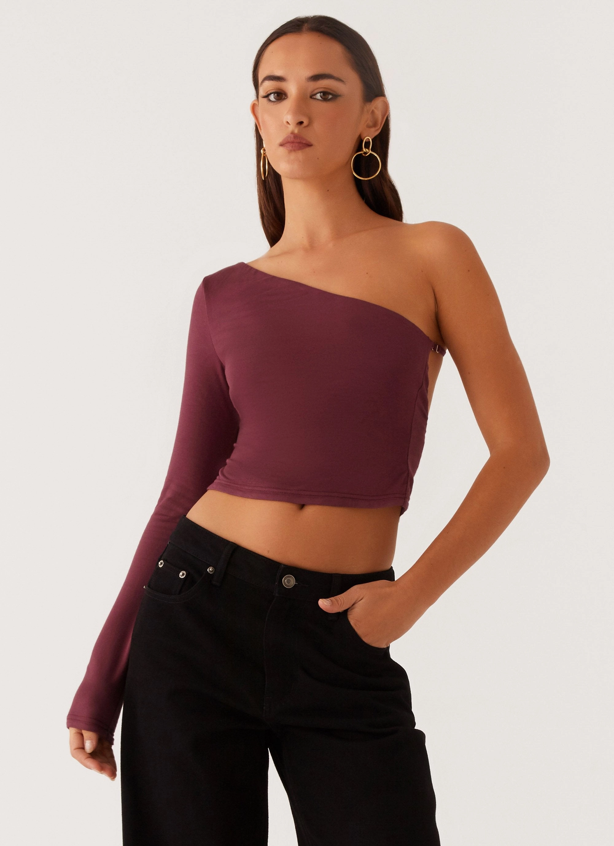 Hawkins Open Back One Shoulder Top - Mulberry BuiltInLayer Bohemian style