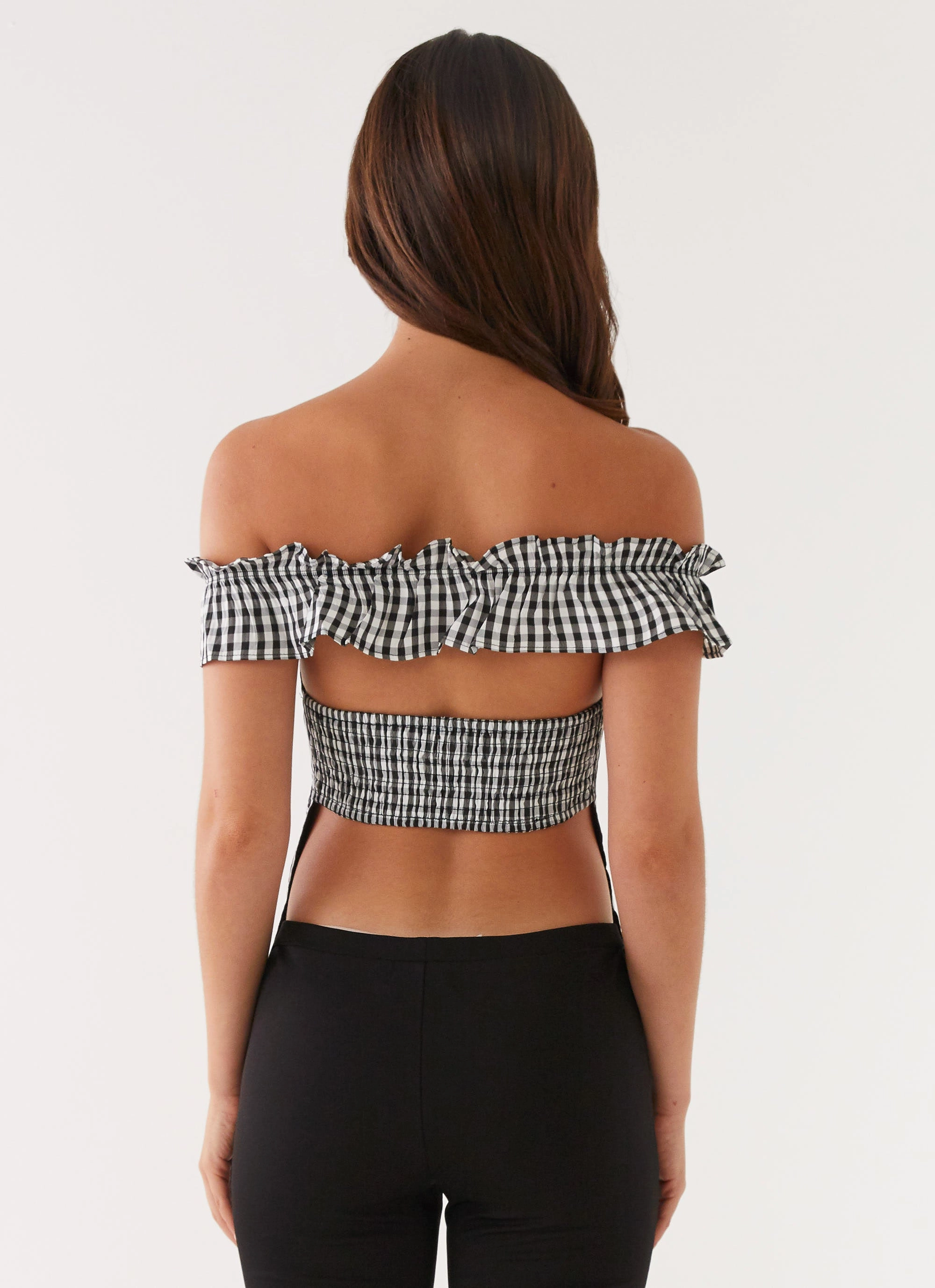 Retro design Gwyneth Top - Black Gingham