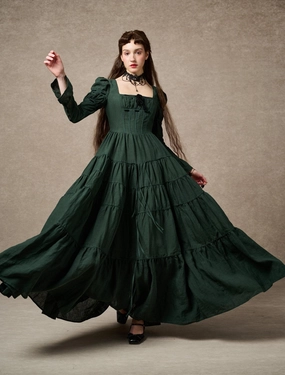 LightweightConstruction Water Resistant Queena 22 | Empired Maxi linen dress