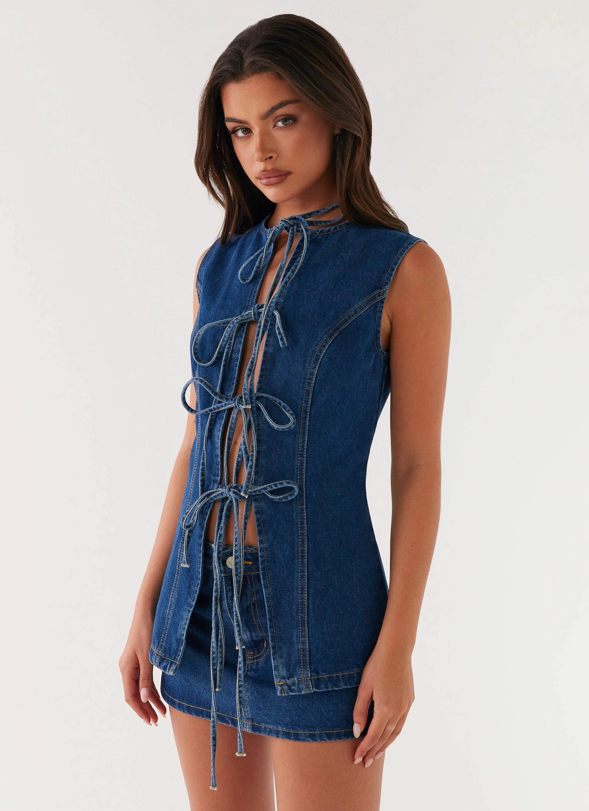 Wish You Luck Denim Top - Dark Blue Active Tee